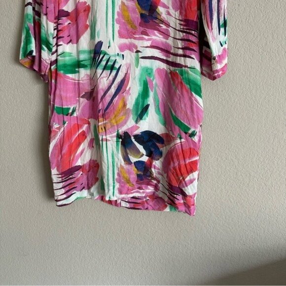 Oliveceous Multicolor Abstract Print Dress Medium - Artistic Boho & Cottagecore - Picture 4 of 12